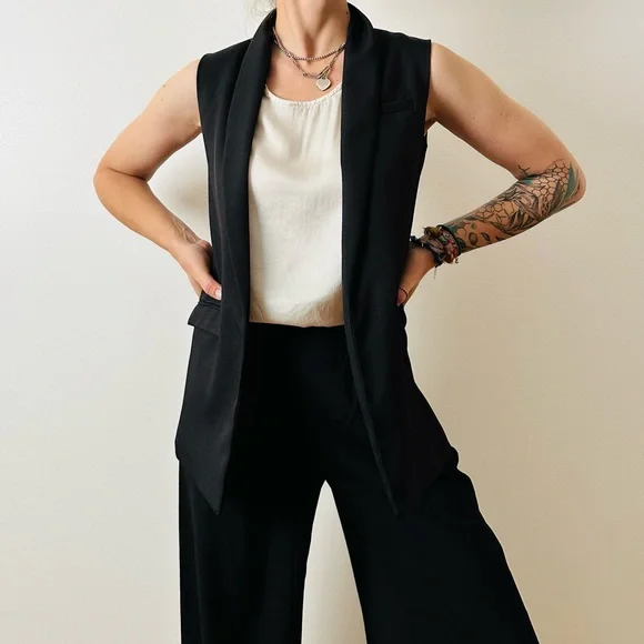 Vintage Achielry black single-breasted sleeveless blazer - Picture 1 of 8